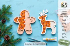 Christmas Mosaic Base Laser Cut. Mosaic Ornament SVG Product Image 1