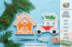 Christmas Mosaic Base Laser Cut. Mosaic Ornament SVG Product Image 1