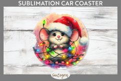 Christmas Mouse v4 Entangled in Lights Car Coaster Sublimati Product Image 1