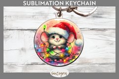 Christmas Mouse v4 Entangled in Lights Round Keychain Sublim Product Image 1