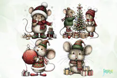 Christmas Mouse Clipart Product Image 1