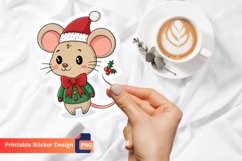 Christmas Mouse Sticker, Festive Mouse Sticker Product Image 1