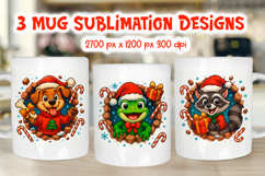 Funny Christmas Mug Wraps | 3D Animal Sublimation PNG Product Image 1