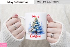 Blue Watercolor Christmas Tree|Merry Christmas Mug Product Image 1