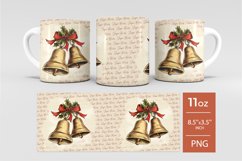 Christmas sublimation mug wrap, Retro Christmas bells mug Product Image 2