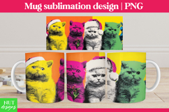 Funny Christmas Mug designs Pop art Christmas cats 15oz mug Product Image 1