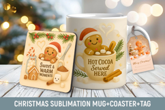 Christmas Mug, Christmas coaster, Gingerbread mug Product Image 1