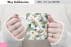 Floral Christmas Mug Sublimation|Christmas Flower Mug Design Product Image 1
