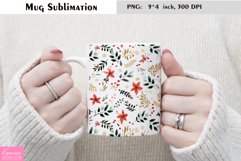 Watercolor Christmas Mug Sublimation|Floral Mug Design Product Image 1