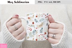 Watercolor Christmas Mug Sublimation|Floral Mug Design Product Image 1