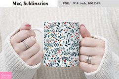 Watercolor Leaves Mug Sublimation|Floral Mug Design Product Image 1