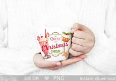 Christmas coffee PNG, Retro Christmas label sublimation Product Image 3