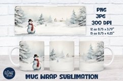 Christmas Mug Sublimation with Snow and Snowman for 12 and 15 OZ Mugs. Compatible with Cricut Mug Press
