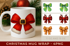 Christmas Bow Mug Wrap PNG for Sublimation Product Image 1