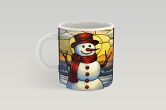 Stained Glass Christmas Mug Sublimation with Snowman for 12 and 15 OZ Mugs. Compatible with Cricut Mug Press