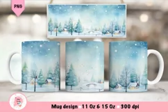 Christmas Mug Wrap Sublimation Designs, Christmas Tree Mug, Christmas Png