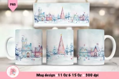 Christmas Mug Wrap Sublimation Designs, Christmas Tree Mug, Christmas Png