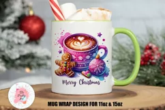 Christmas Mug Wrap For 11 oz and 15 oz, 3d Mug, Christmas Cake Png