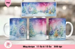 Christmas Mug Wrap Sublimation Designs, Christmas Tree Mug, Christmas Png