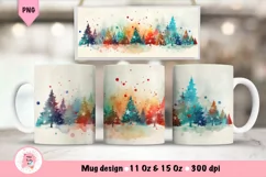 Christmas Mug Wrap Sublimation Designs, Christmas Tree Mug, Christmas Png