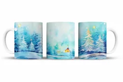 Christmas Mug Wrap Sublimation Designs, Christmas Tree Mug, Christmas Png