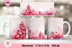 Christmas Mug Wrap Sublimation Designs, Christmas Tree Mug, Christmas Png