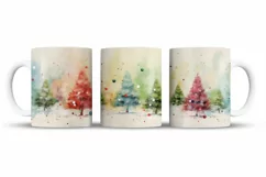 Christmas Mug Wrap Sublimation Designs, Christmas Tree Mug, Christmas Png