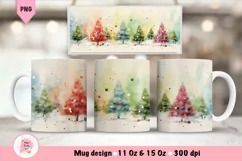 Christmas Mug Wrap Sublimation Designs, Christmas Tree Mug, Christmas Png
