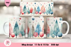 Christmas Mug Wrap Sublimation Designs, Christmas Tree Mug, Christmas Png