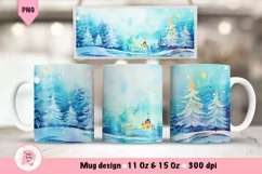 Christmas Mug Wrap Sublimation Designs, Christmas Tree Mug, Christmas Png
