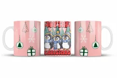 Christmas Mug Wrap Sublimation Designs, Christmas Penguin Mug, Christmas Png