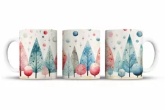 Christmas Mug Wrap Sublimation Designs, Christmas Tree Mug, Christmas Png