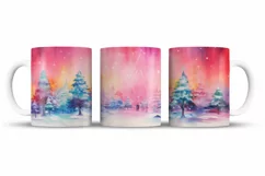 Christmas Mug Wrap Sublimation Designs, Christmas Tree Mug, Christmas Png