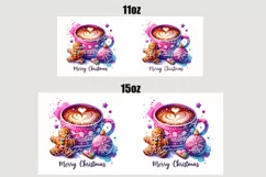 Christmas Mug Wrap For 11 oz and 15 oz, 3d Mug, Christmas Cake Png