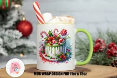 Christmas Mug Wrap For 11 oz and 15 oz, 3d Mug, Christmas Cake Png