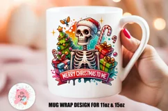 Christmas Mug Wrap For 11 oz and 15 oz, 3d Mug, Christmas Skeleton Png