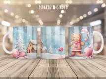 Christmas Mug Wrap Sublimation Designs, Christmas Gingerbread Mug, Christmas Png