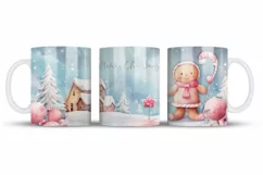 Christmas Mug Wrap Sublimation Designs, Christmas Gingerbread Mug, Christmas Png