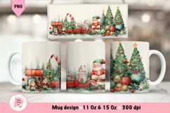 Christmas Mug Wrap Sublimation Designs, Christmas Tree Mug, Christmas Png