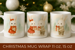Christmas Mug Wrap Sublimation, Christmas bunny mug wrap Product Image 1
