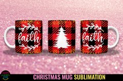 Faith Christmas Plaid Mug Sublimation I 11 Oz Holiday Mug