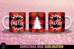 Faith Christmas Plaid Mug Sublimation I 11 Oz Holiday Mug