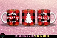 Merry Christmas Plaid Mug Sublimation I 11 Oz Holiday Mug  PNG