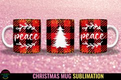 Peace Christmas Plaid Mug Sublimation I 11 Oz Holiday Mug 