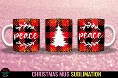 Peace Christmas Plaid Mug Sublimation I 11 Oz Holiday Mug 