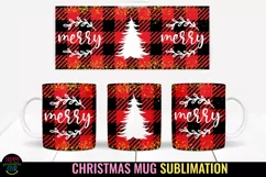 Merry Christmas Plaid Mug Sublimation I 11 Oz Holiday Mug  PNG