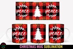 Peace Christmas Plaid Mug Sublimation I 11 Oz Holiday Mug 