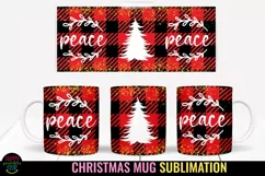 Peace Christmas Plaid Mug Sublimation I 11 Oz Holiday Mug 