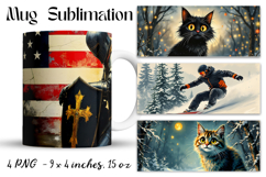 Cats Christnas Mug Wrap Sublimation PNG - Cute Kitten PNG Product Image 1