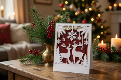 Christmas multi-layered DIY with reindeer | Papercraft panel Product Image 2